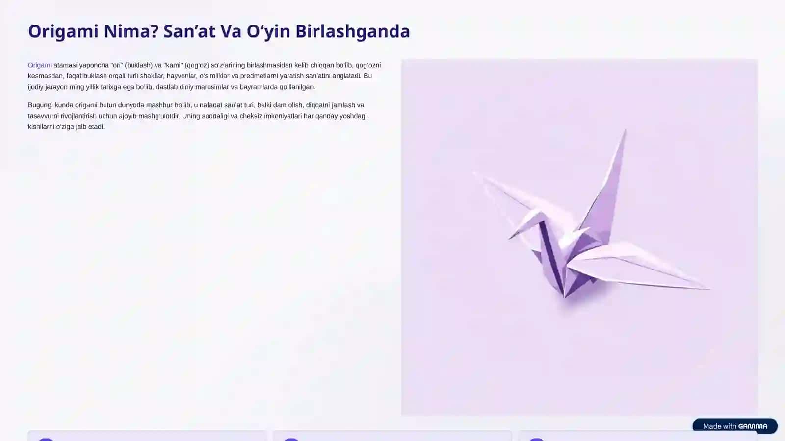Qog‘ozdan Buklash Yo‘li Bilan O‘yinchoq Yasash (Origami Usuli) 2