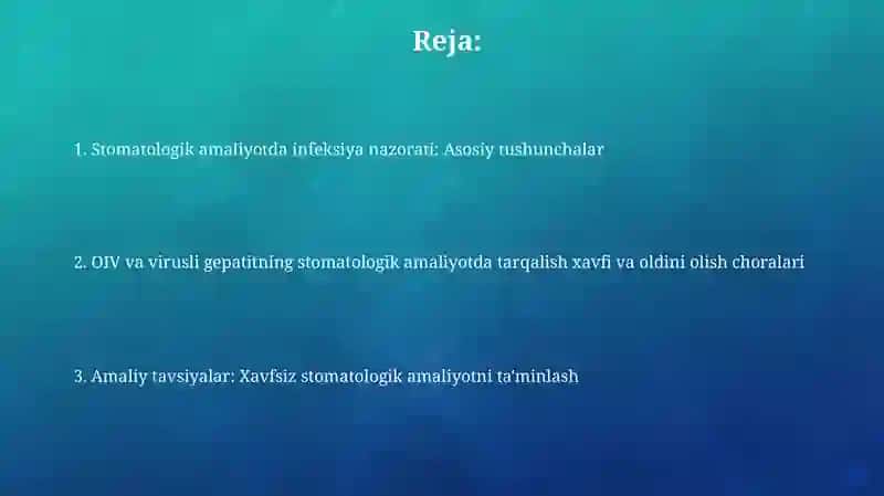 Stomatologik amaliyotda OIV-infeksiyasi va virusli gepatitlarning oldini olish 2