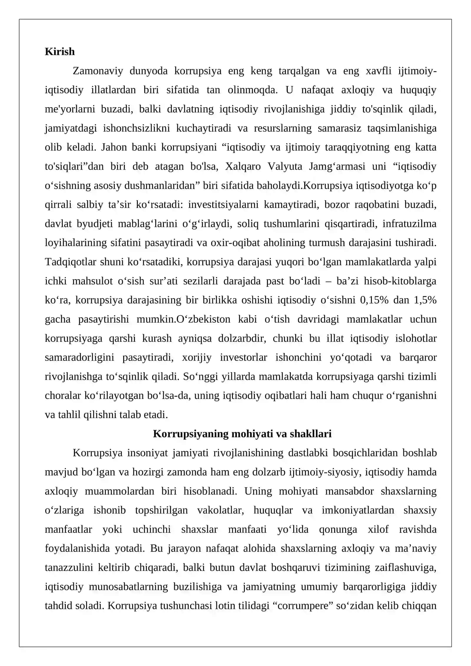 Korrupsiyaning iqtisodiyotga ta’siri 2