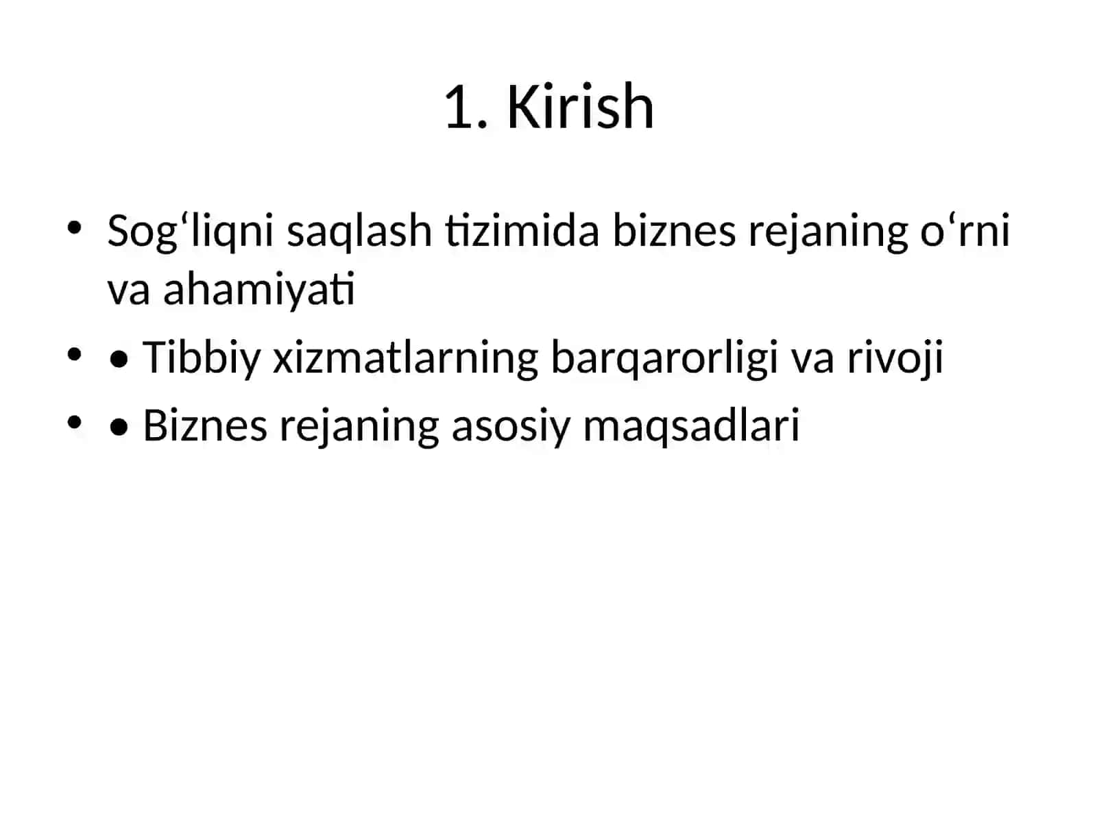 Sog‘liqni saqlashda biznes reja va uni ishlab chiqish tamoyillari 2