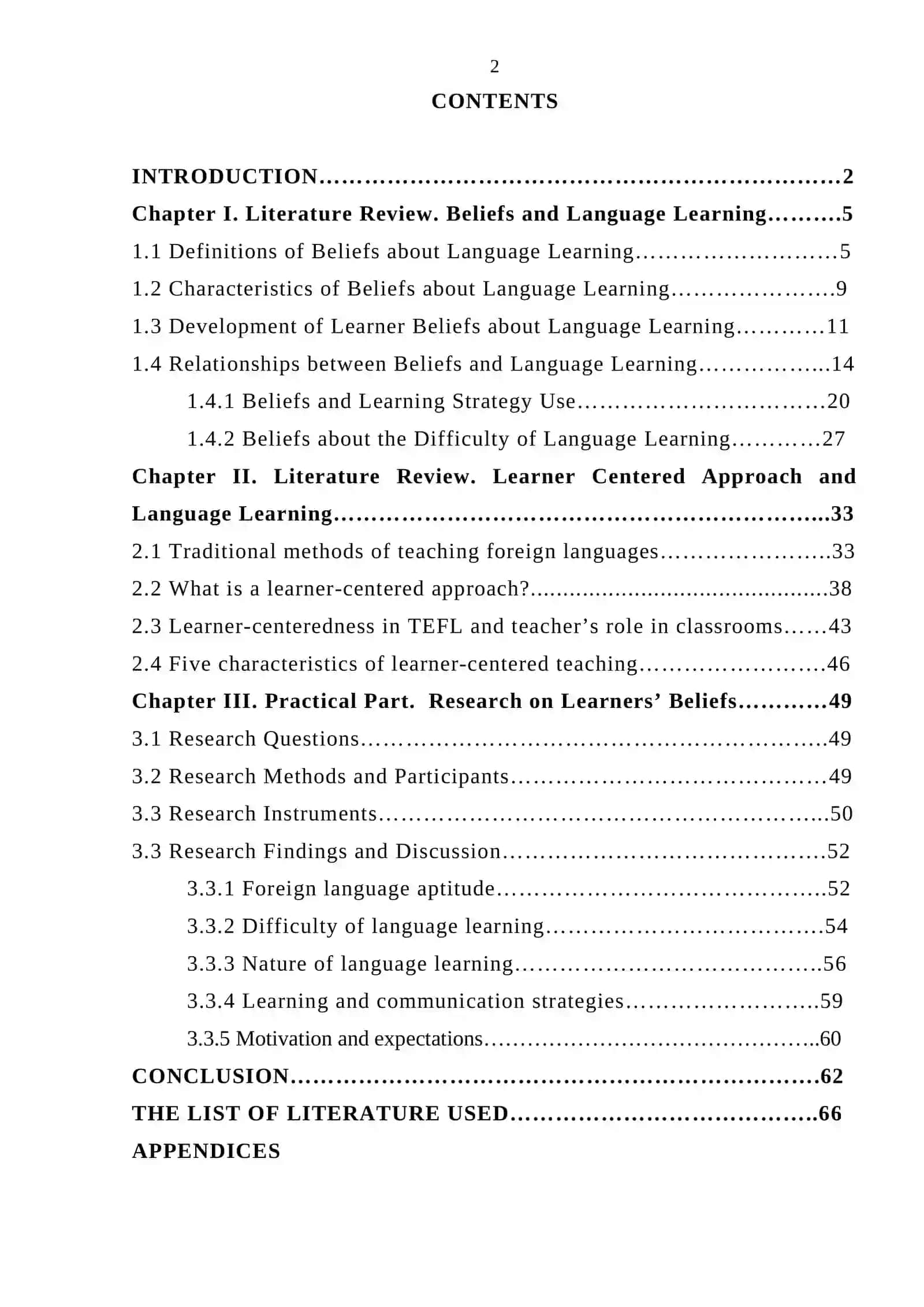 QUALIFICATION WORK on theme “Language Learners’ Beliefs and Learner Centered Approach” 2