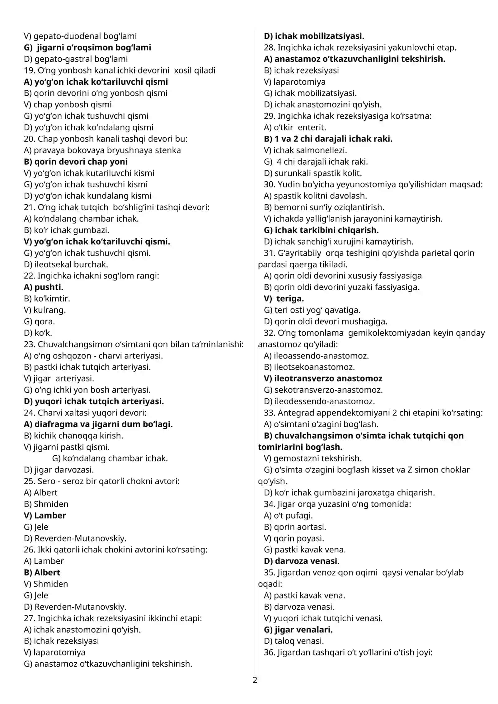 QON TOMIR  JARROXLIGI MAGISTATURA KIRISH TEST SAVOLLARI  1000 TA 2026 yil 2