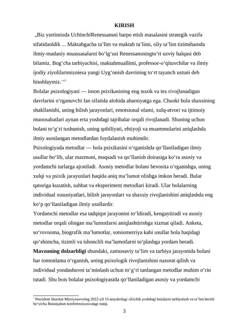 Bolalar psixologiyasining asosiy va yordamchi metodlari 2