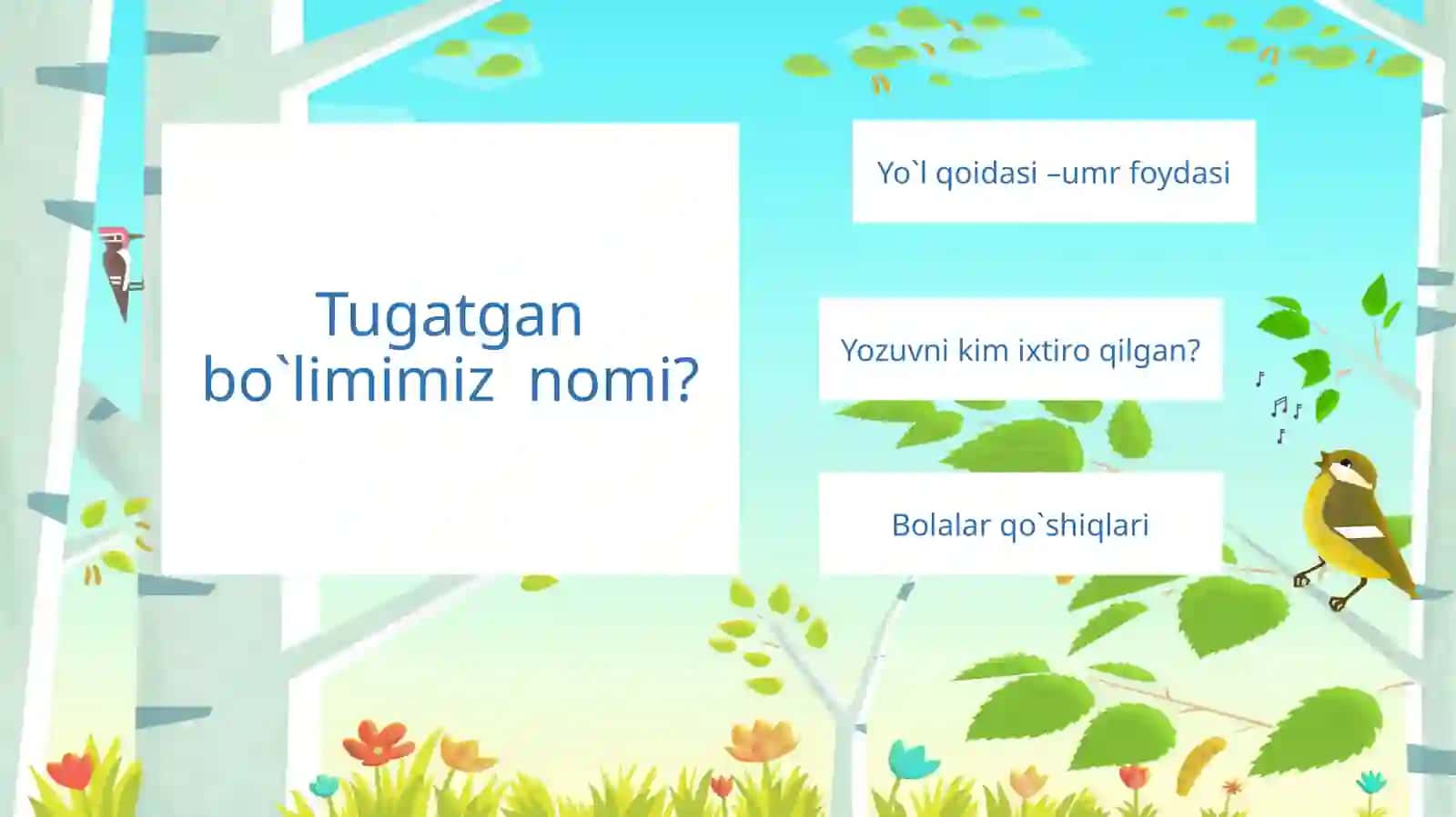 Yo`l qoidasi –umr foydasi bo`limini mustahkamlovchi test! 2
