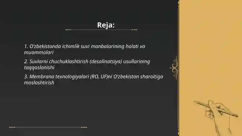 Oʻzbekistonda ichimlik suvi manbalarining holati va muammolari 2