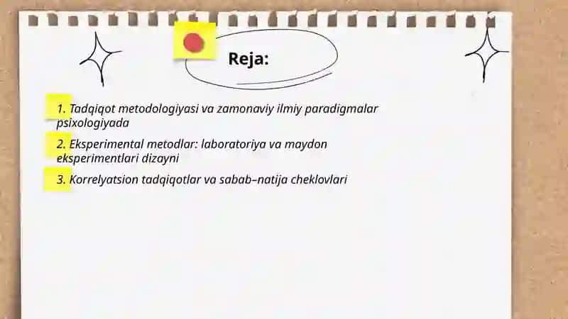 Hozirgi zamon psixologiyasining tadqiqot metodlari 2