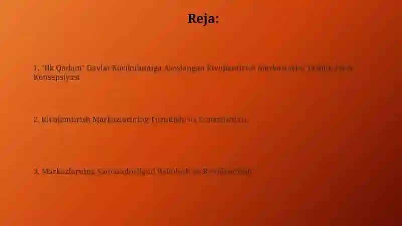 "Ilk Qadam" Davlat Kurikulumiga Asoslangan Rivojlantirish Markazlarini Tashkil Etish Konsepsiyasi 2