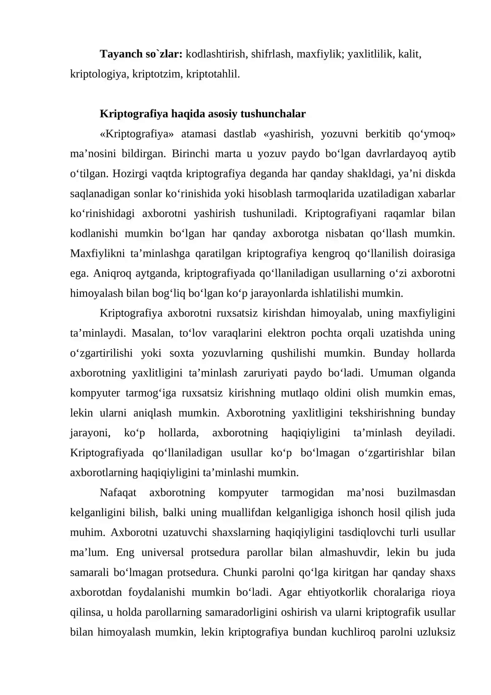 AXBOROTLARNI KRIPTOGRAFIK MUHOFAZALASH SOHASIDA O’ZBEKISTON ESPUBLIKASIDA ISHLAB CHIQILGAN QONUNLAR, FARMONLAR VA QARORLAR 2