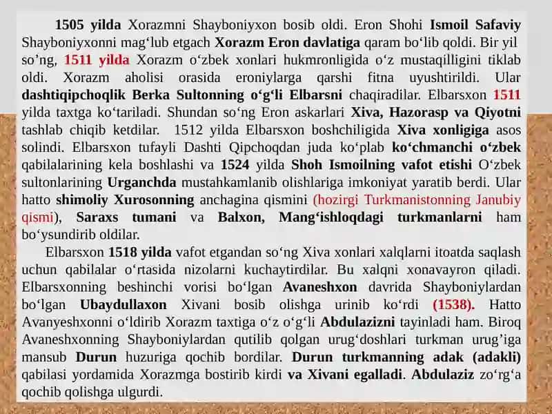 Xivaxonligining tashkil topishi va siyosiy tarixi(XVI –XIX asrning birinchi yarmi) 2