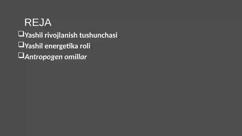 Yashil rivojlanish va yashil energetika barqaror iqtisodiyotga o’tish jarayonini moliyalashtirish 2
