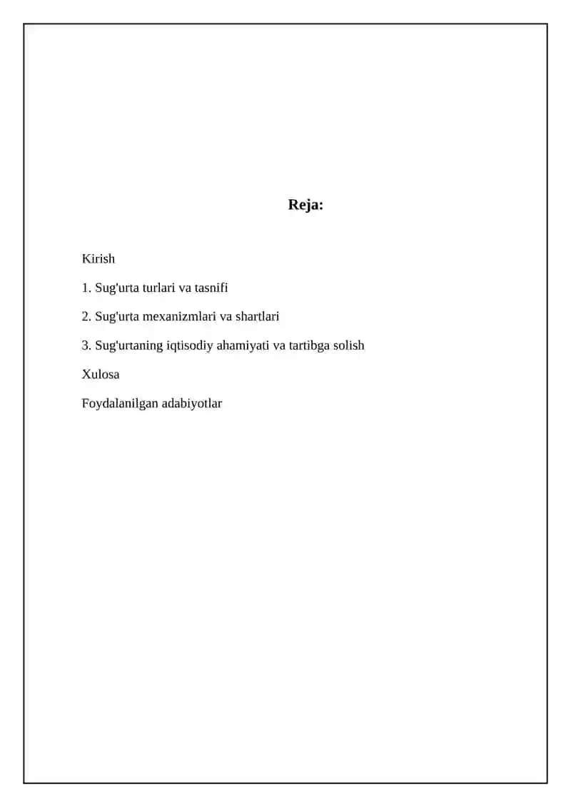 Sug'urta tasnifi 2
