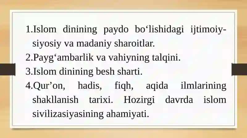 Islom Qadriyatları va Maʼrifatininghozirgi davrdagi ahamiyati 2