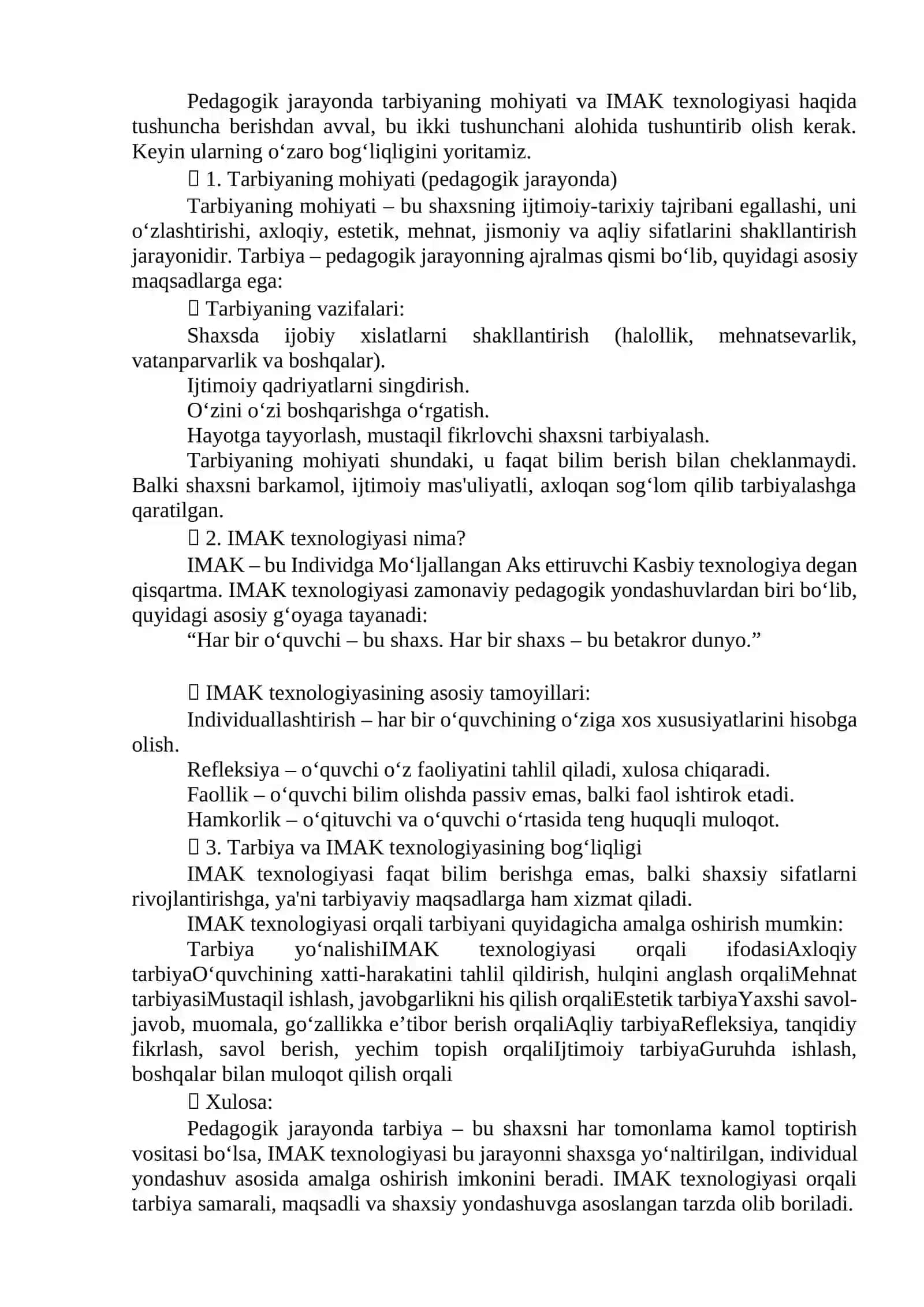 UMUMIY PEDAGOGIKA FANIDAN TAYYORLAGAN MUSTAQIL ISHI 2
