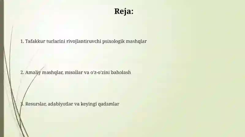 Tafakkurni rivojlantiruvchi psixologik mashg‘ulotlar 2