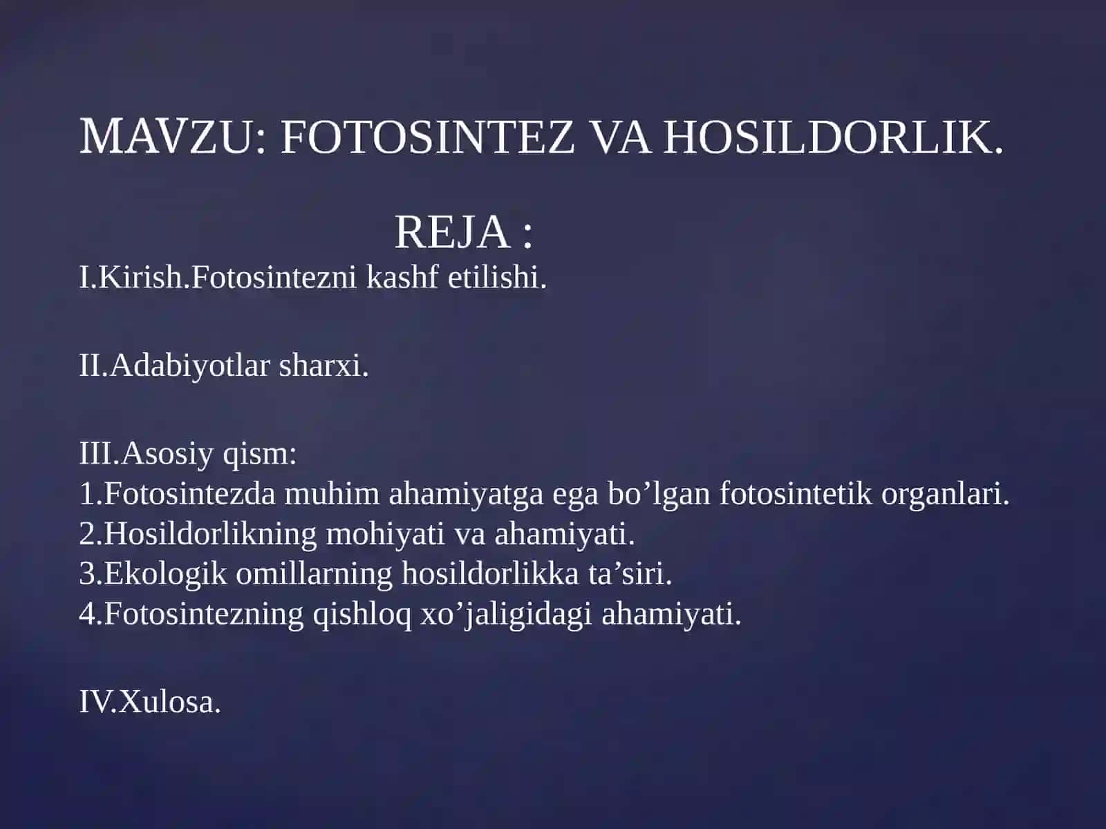 O’simliklar fiziologiyasi 2