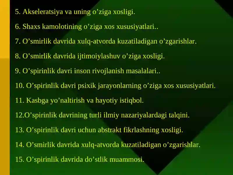 O’smirlik davri 2