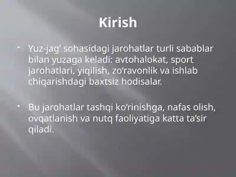 Yuz-jag’sohasidajarohatlarivauningasoratlari(shok,asfiksiya,qonketish) 2