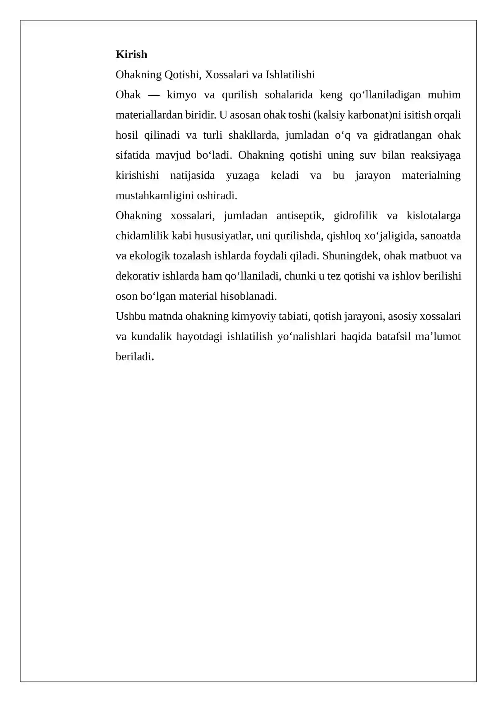 Ohakning Qotishi va xossalari va ishlatilishi 2
