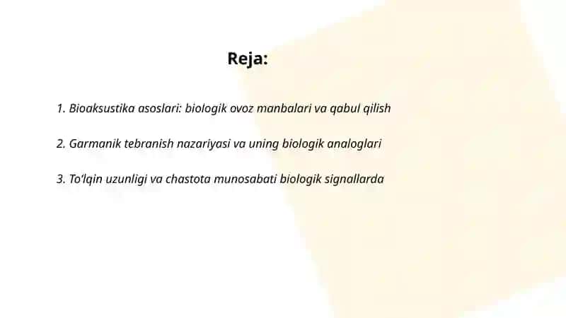 Bioahsistiko asoslari Garmanik tebranma harakat To'lqin uzunligi 2