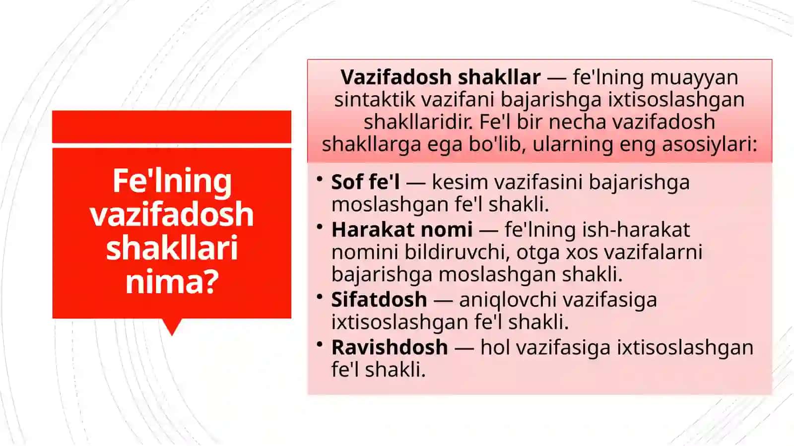 Fe'lning vazifadosh shakllari 2