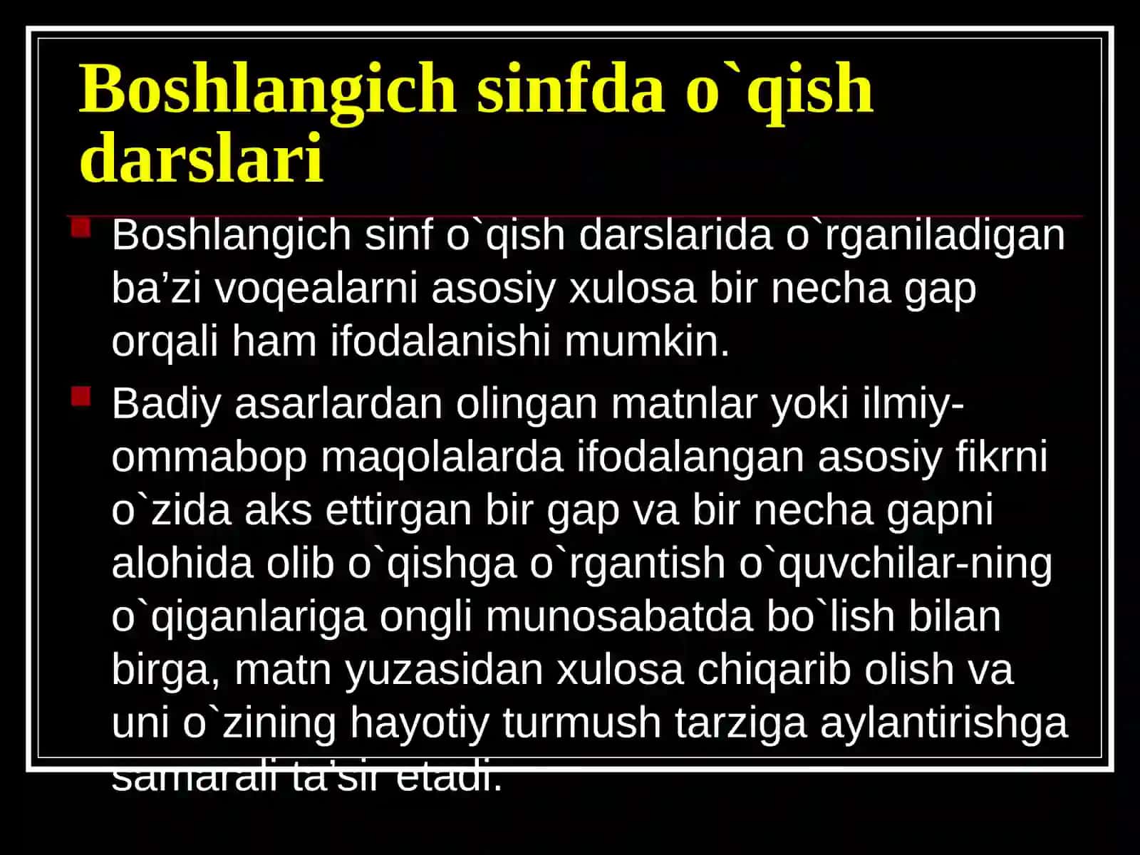 O`qish va yozish darslarining turlari 2