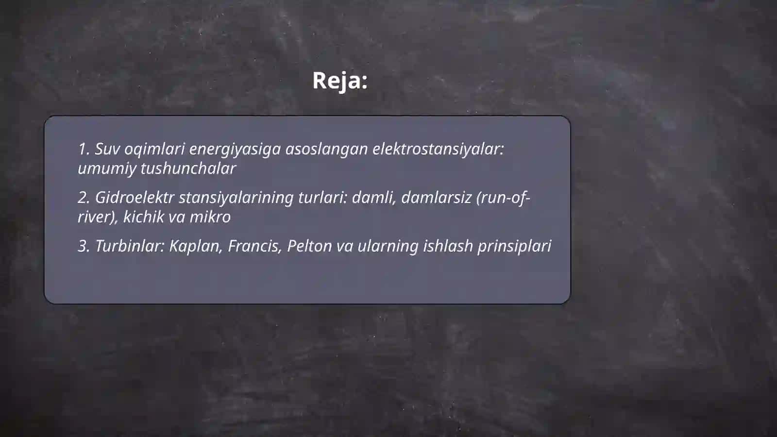 Suv oqimlari energiyasiga asoslangan elektrostansiyalar 2