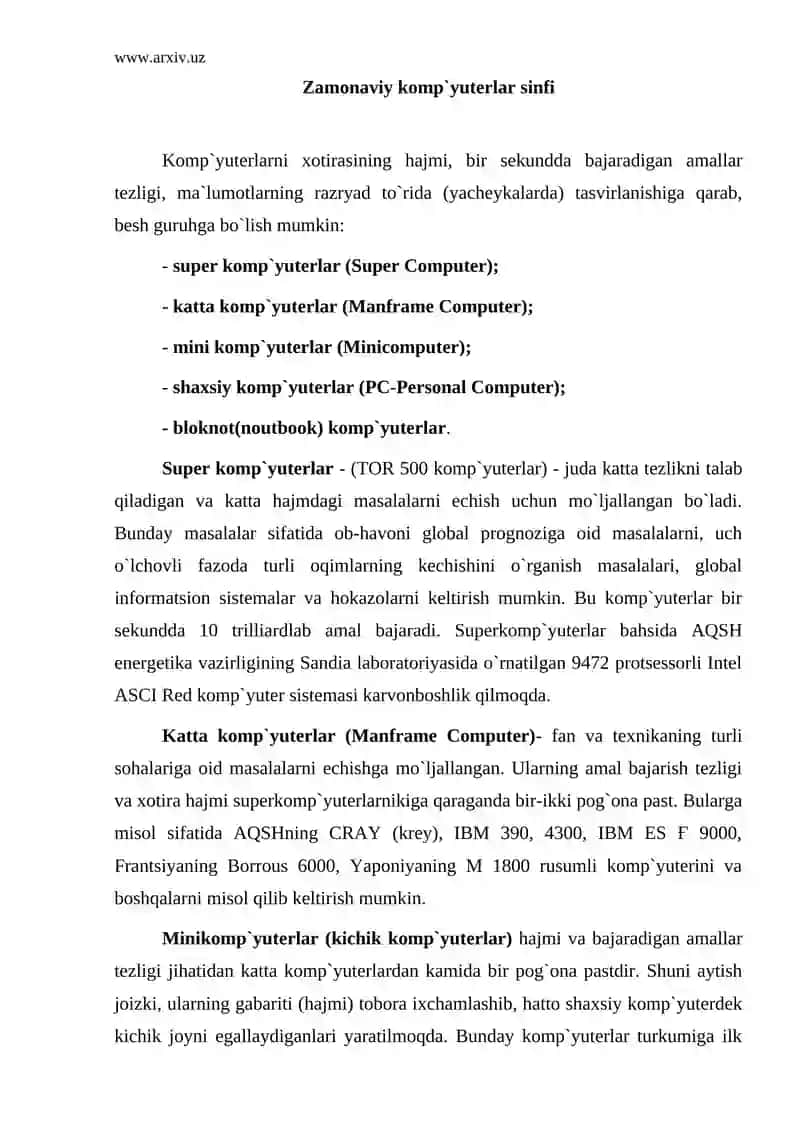 Zamonaviy komp`yuterlar sinfi 2