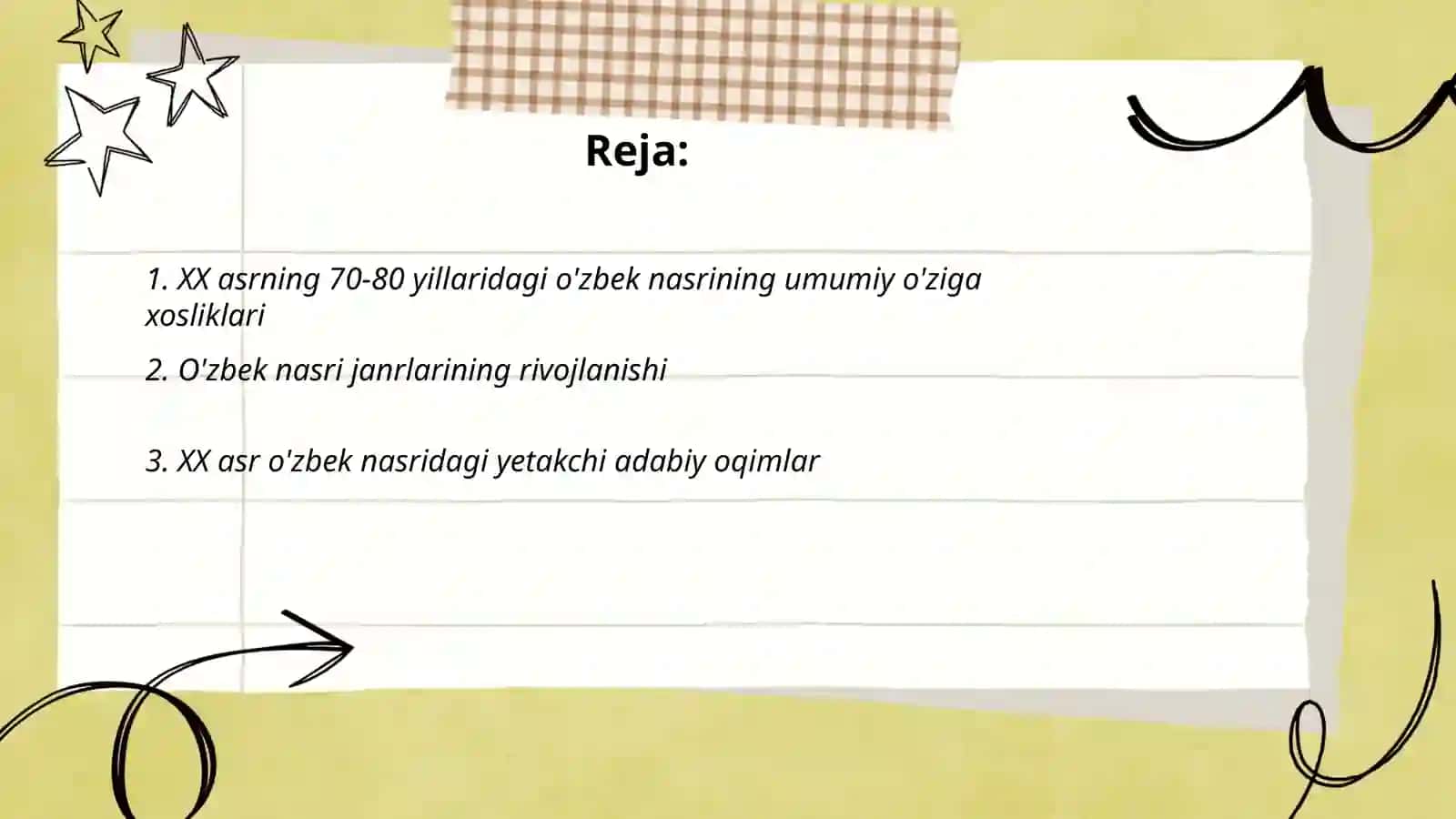 XX asrning 70-90 yillarida o'zbek nasriga xos yetakchi xususiyatlar 2