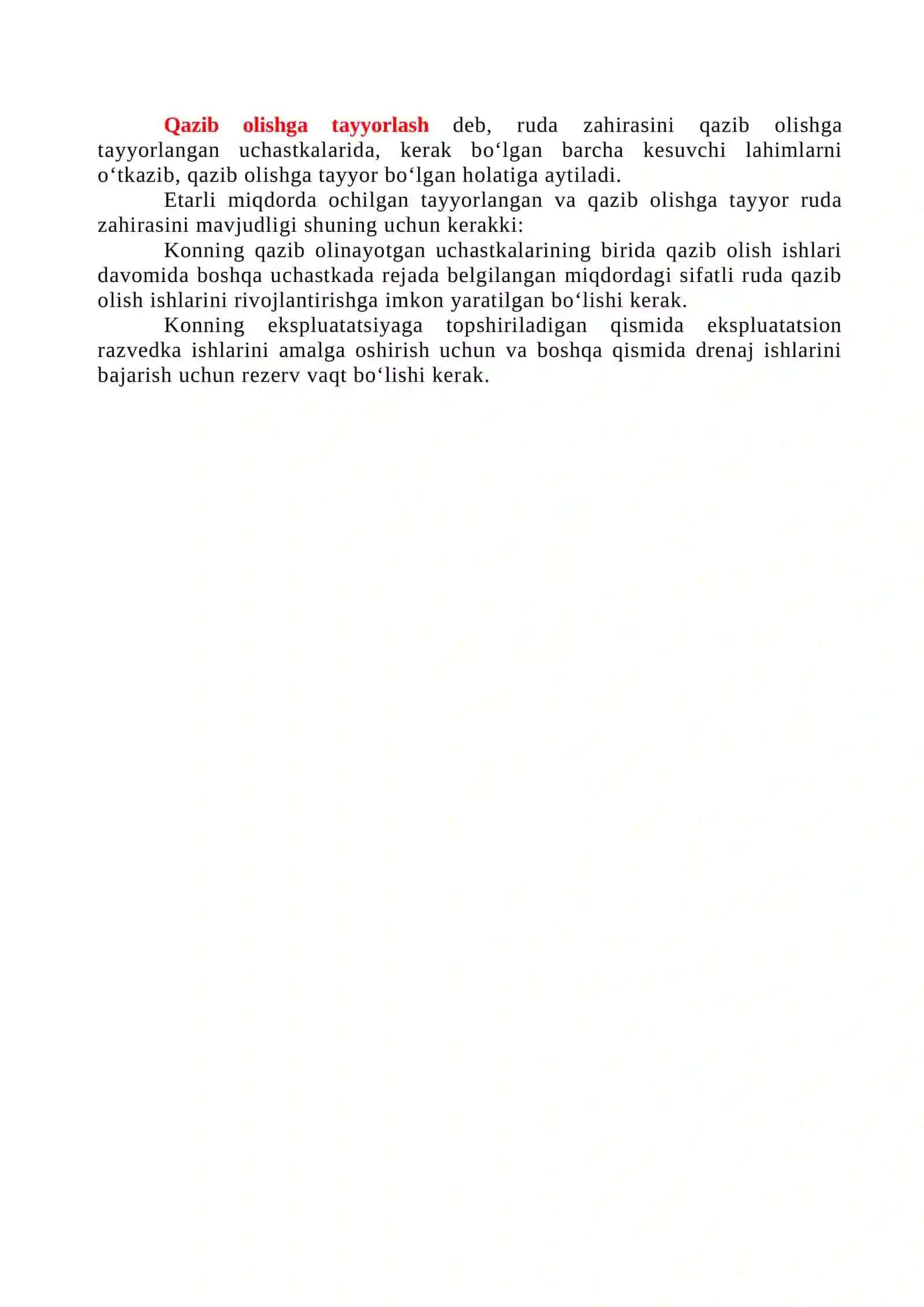 Ruda konlarini er osti usulida qazib olishning texnologik sxemasi 2