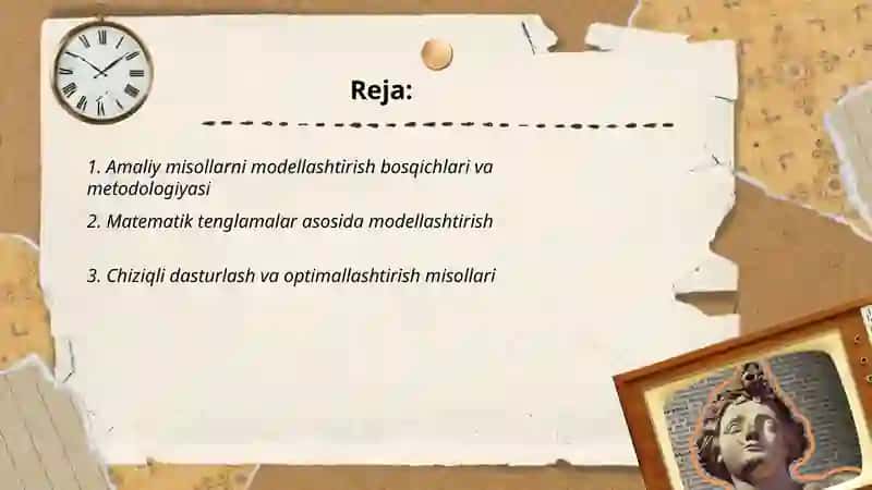 Amaliy misollarni modellashtirish 2