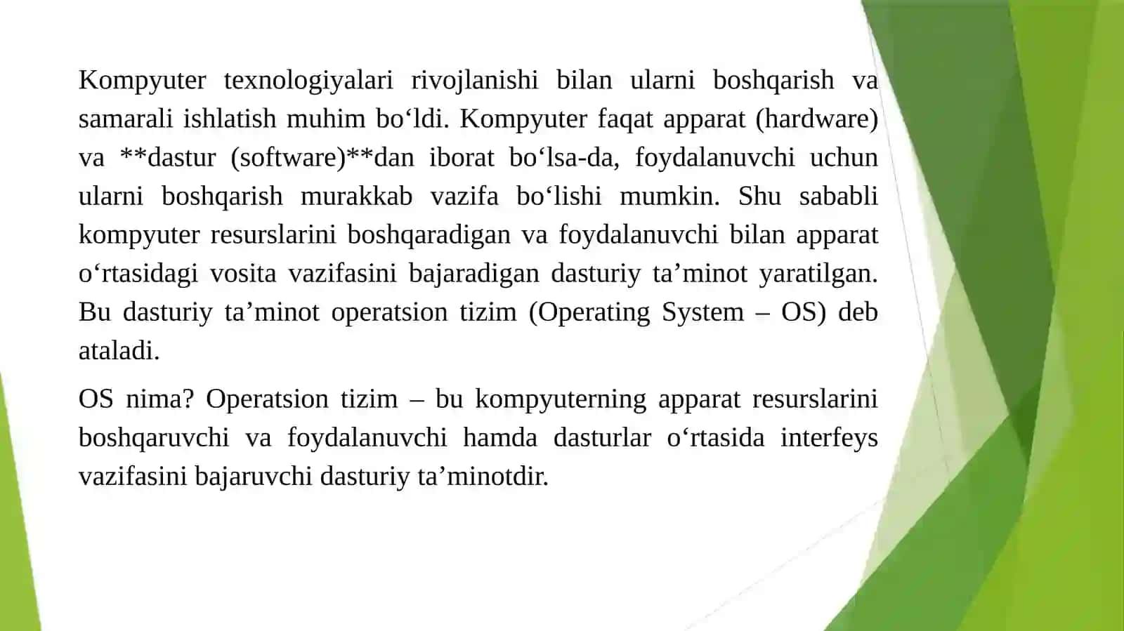 OS NIMA? TARIXI, VAZIFALARI VA TURLARI 2