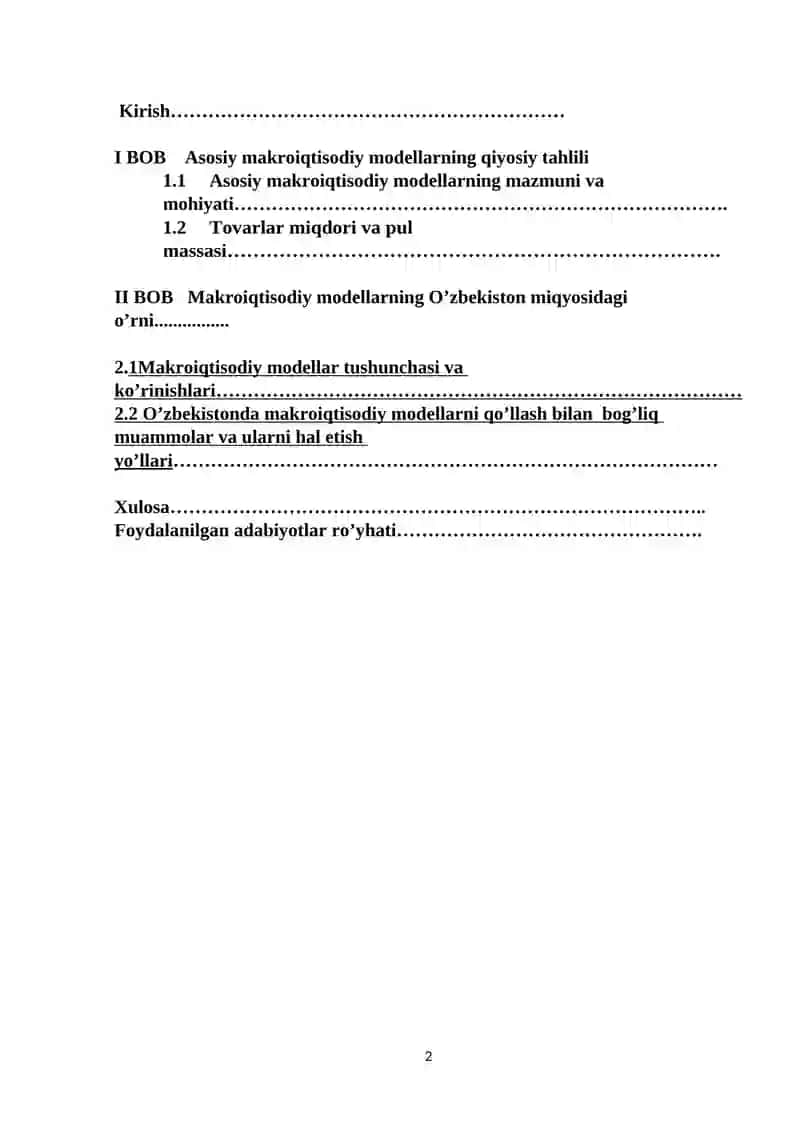 MIKROIQTISODIYOT MAKROIQTISODIYOT KURS ISHI 2