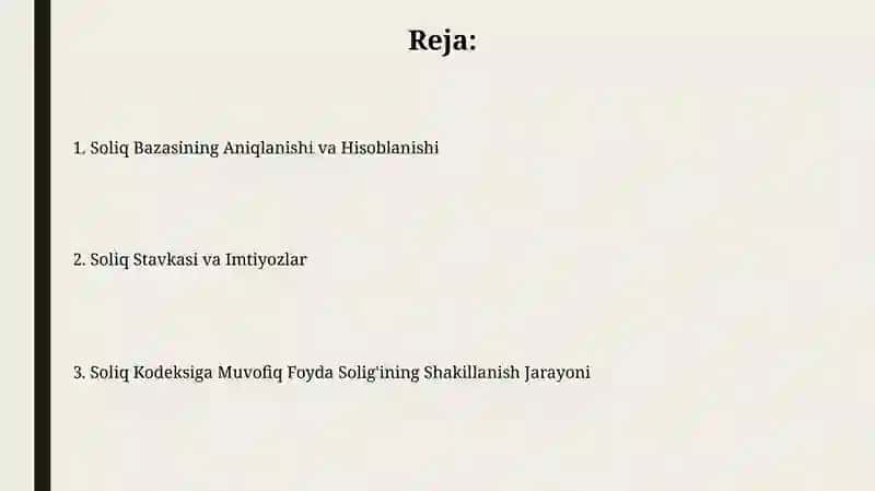 Soliq Bazasining Aniqlanishi va Hisoblanishi 2