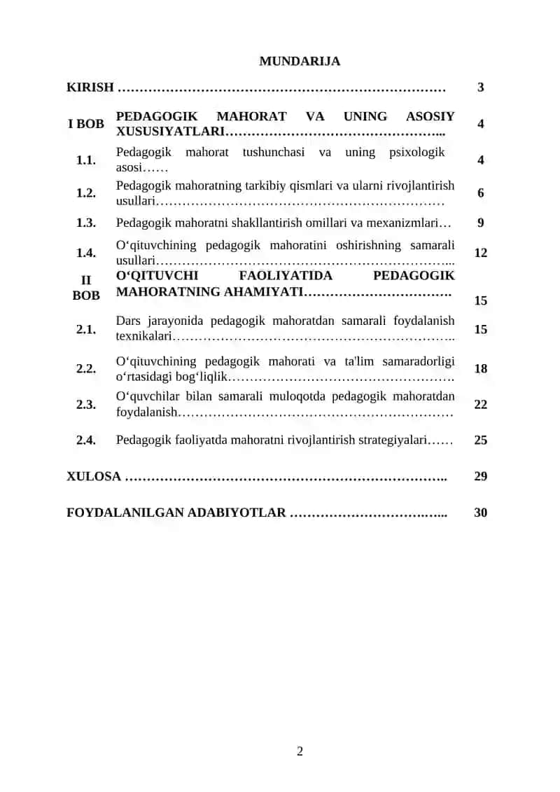 PEDAGOGIK MAHORAT VA UNING OʻQITUVCHI FAOLIYATIDA TUTGAN OʻRNI 2