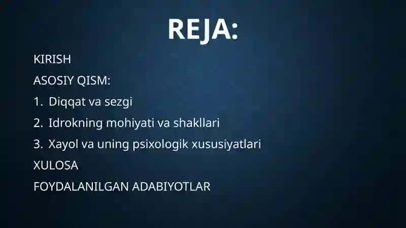 Diqqat, Sezgi, Xayol, Idrok 2