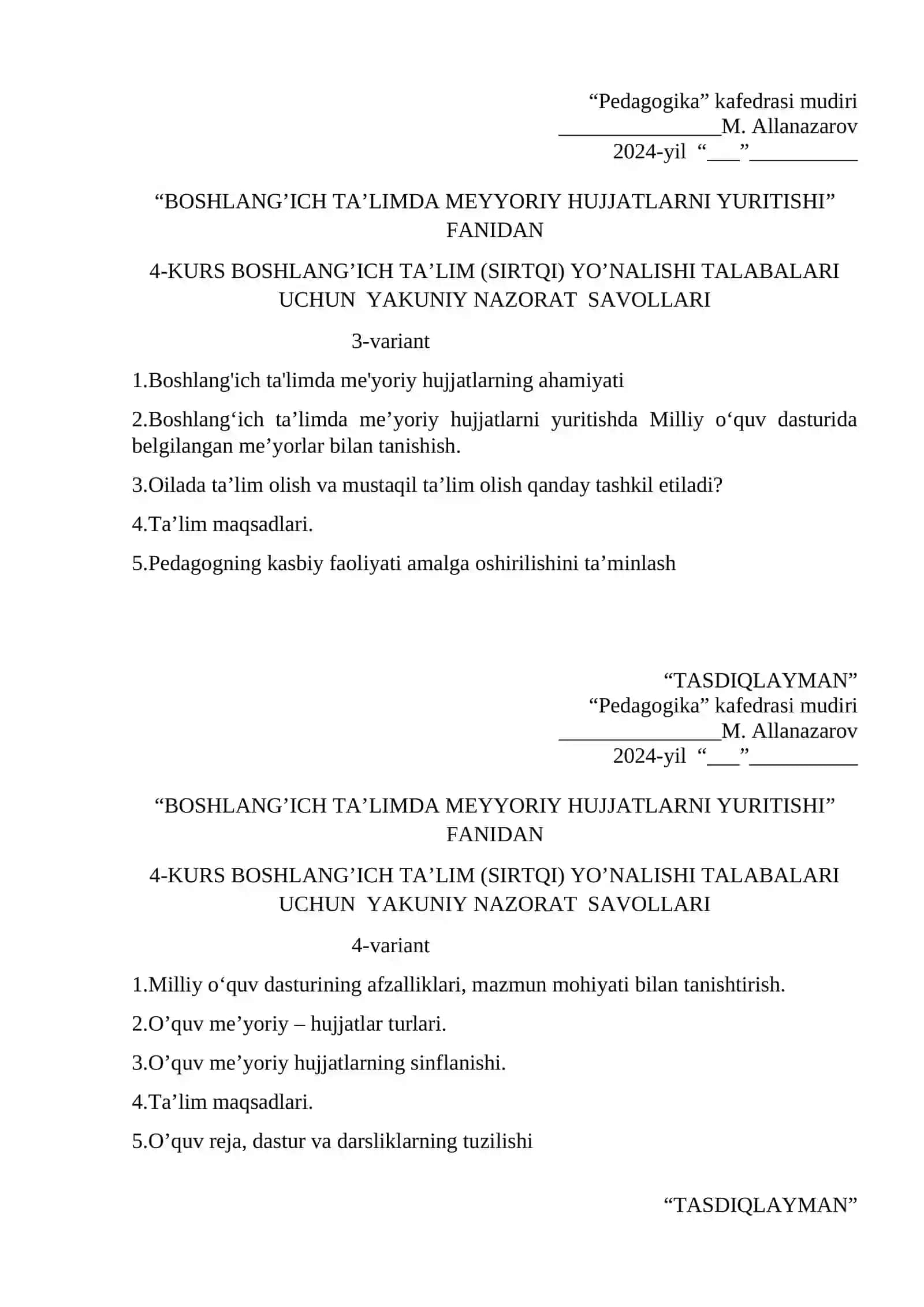 BOSHLANG’ICH TA’LIMDA MEYYORIY HUJJATLARNI YURITISHI 2