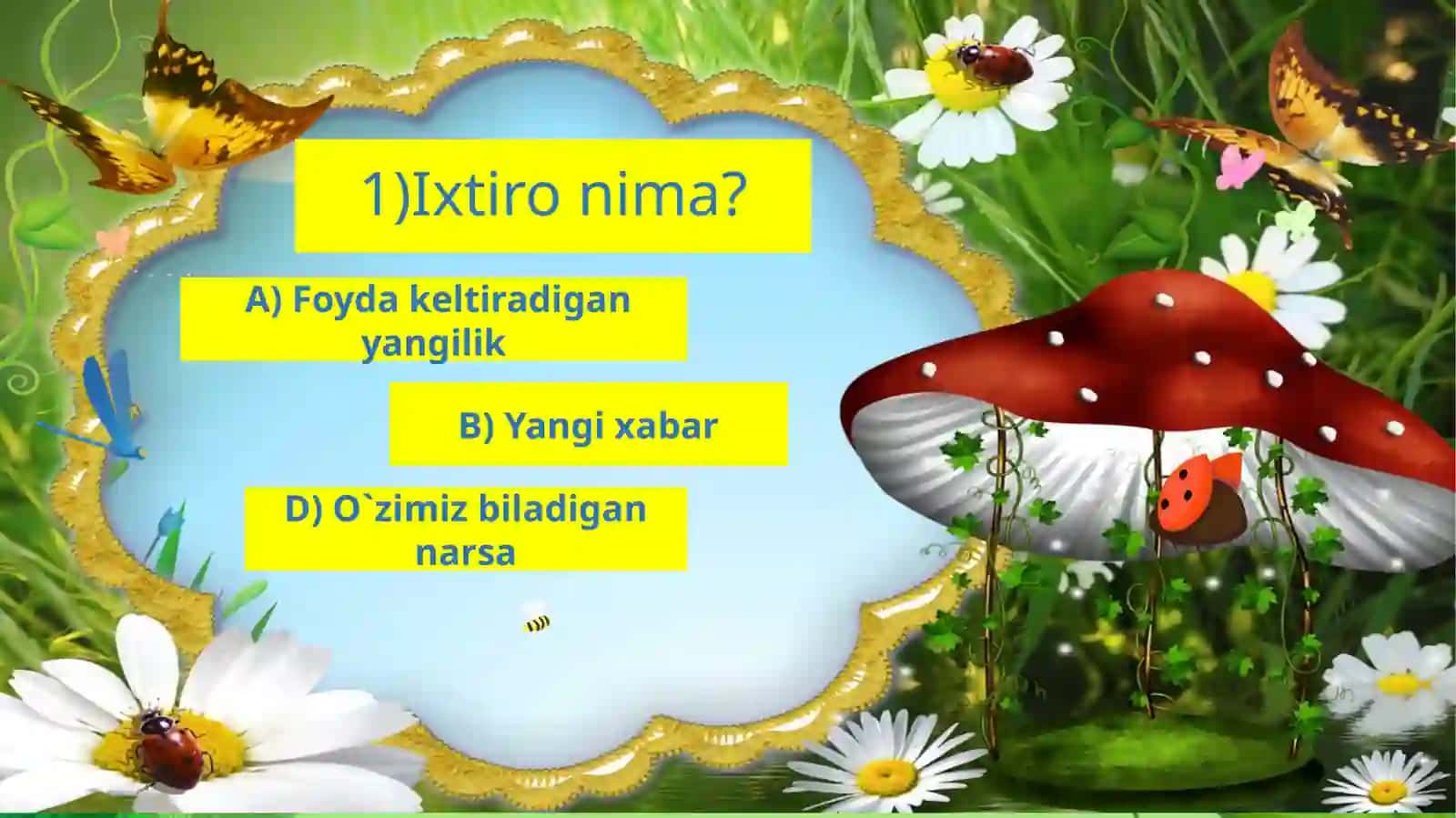 “G`aroyib ixtirolar”bo`limini mustahkamlovchi test 2