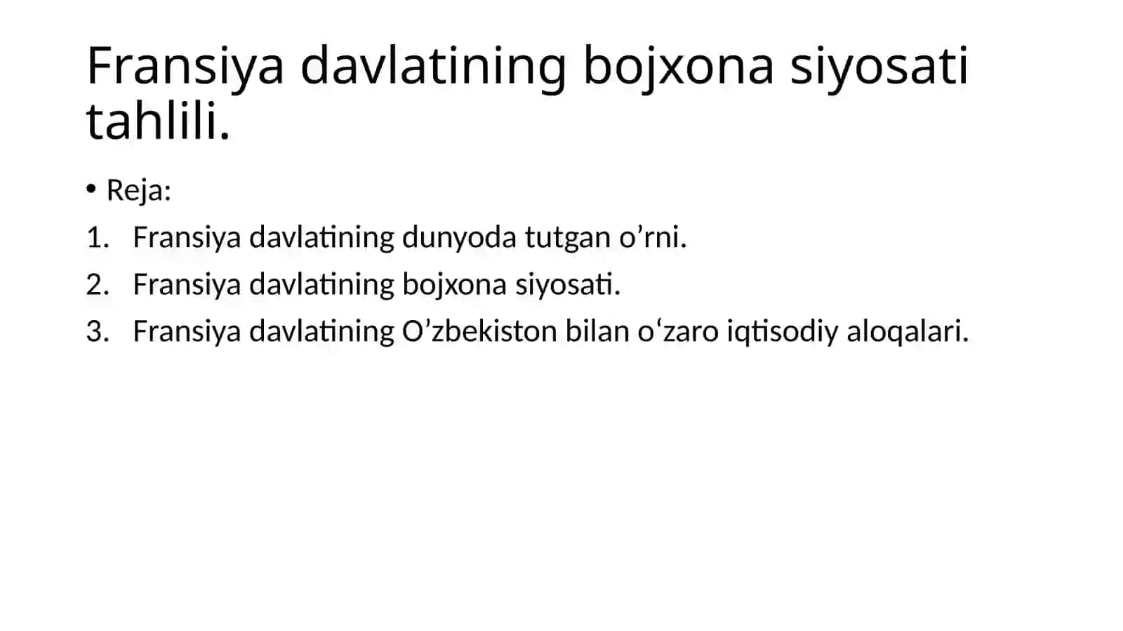 FRANSIYA DAVLATI BOJXONA SIYOSATI 2