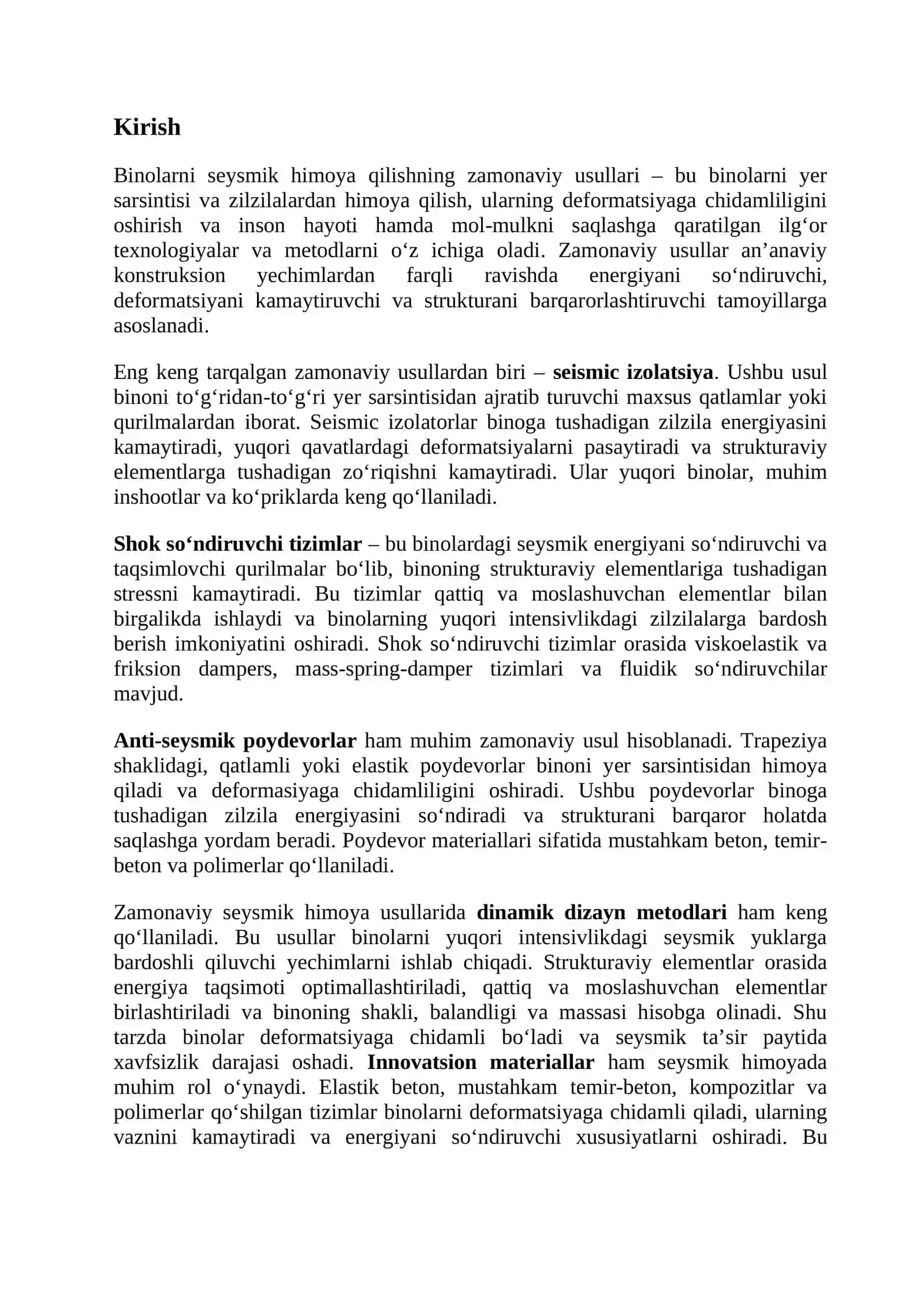 Binolarni seysmik himoya qilishning zamonaviy usullari 2