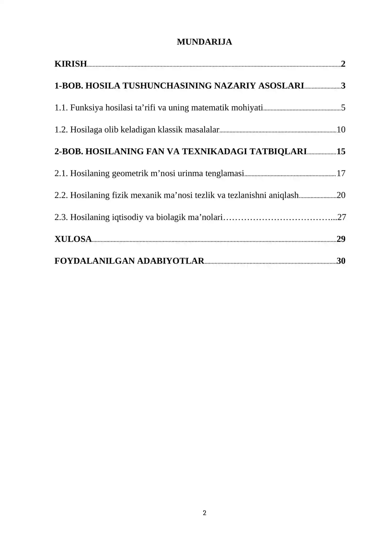 "HOSILANING TURLI (GEOMETRIK,FIZIK,IQTISODIY,BIOLOGIK VA X.K) MA'NOLARI" 2