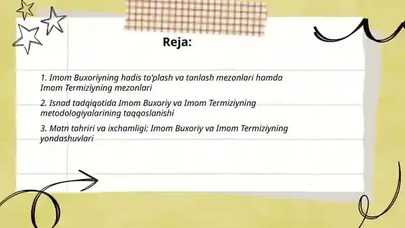 Imom Buxoriy va Imom Termiziyning hadis ilmiga qoʻshgan hissalarini qiyosiy tahlili 2