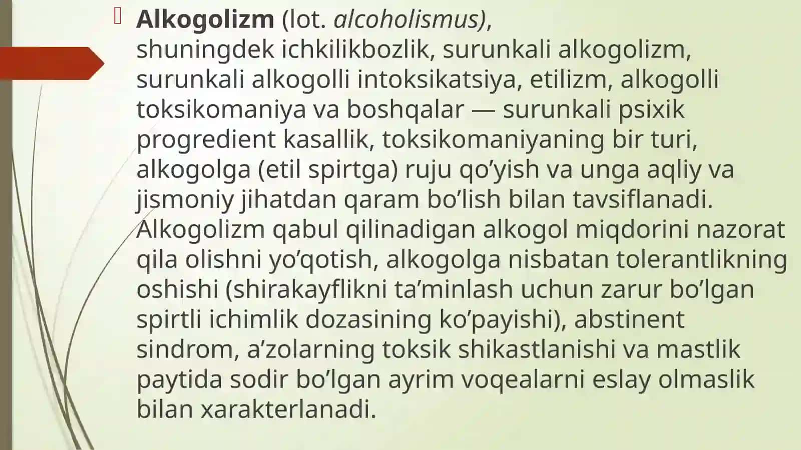 Alkogolizm va uning asoratlari 2