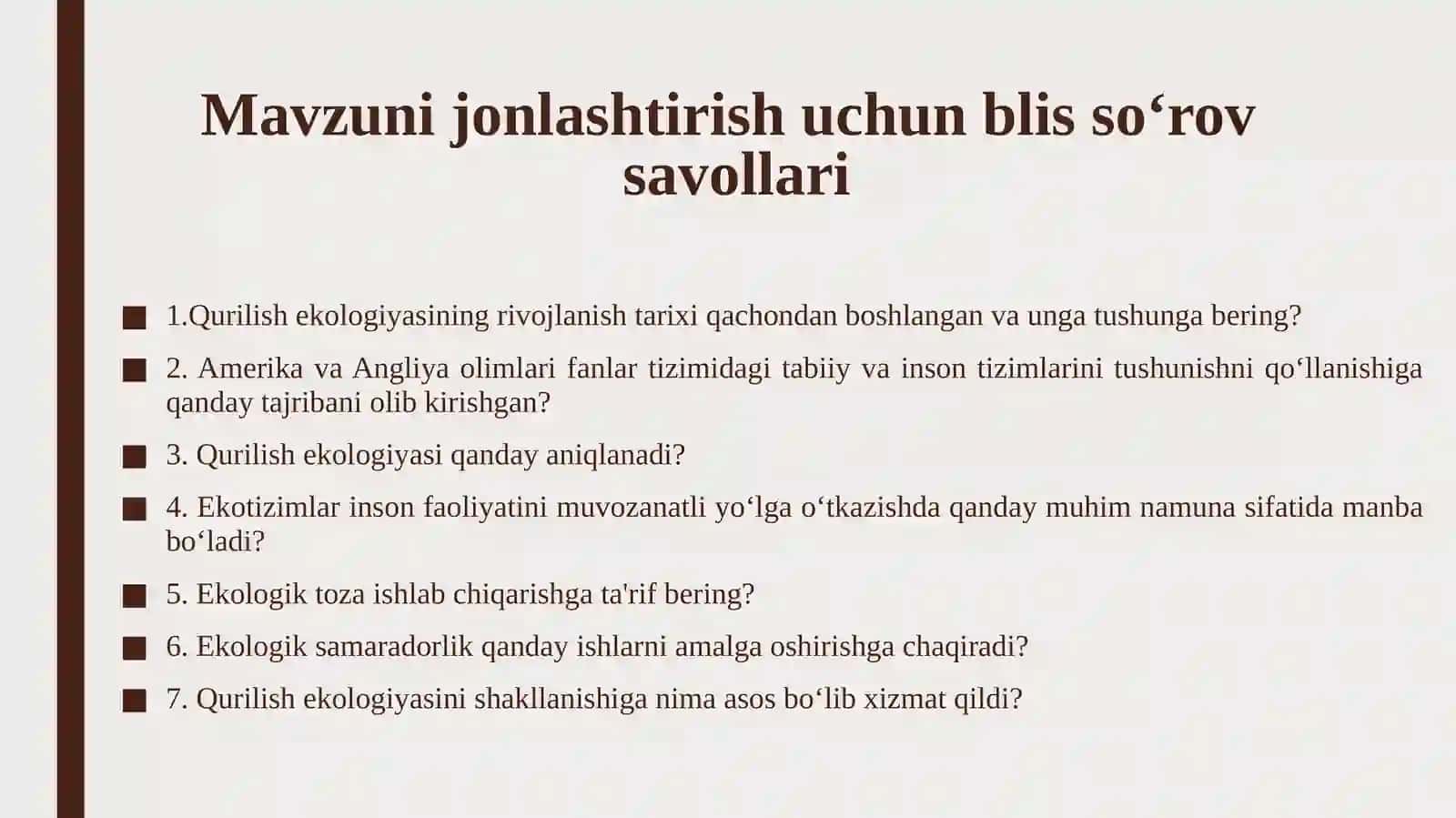 Qurilish ekologiyasi 2