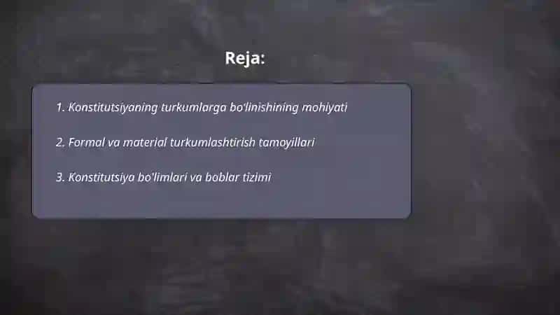 Konstitutsiyaning turkumlarga boʻlinishi 2