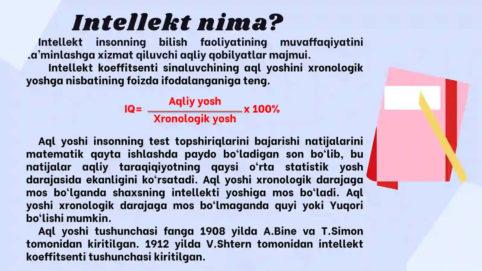 Intellekt modellari va intellekt testlar turlari 2