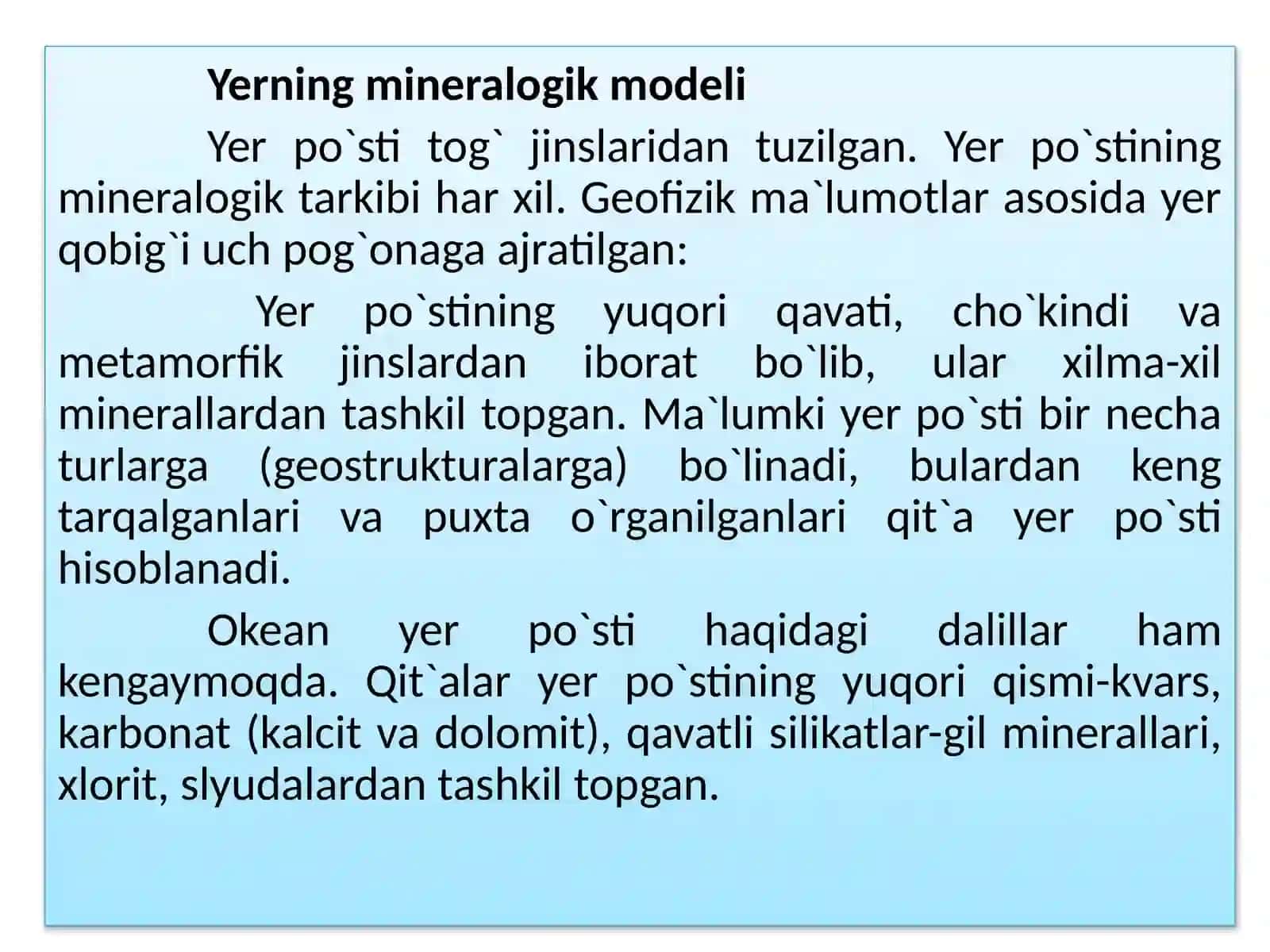 Minerallarni hosil bo'lish sharoitlari 2