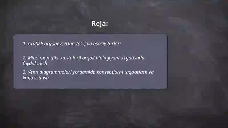Grafikli organeyzerlar vositalari bilan tabiiy fanlarni oʻrgatish 2