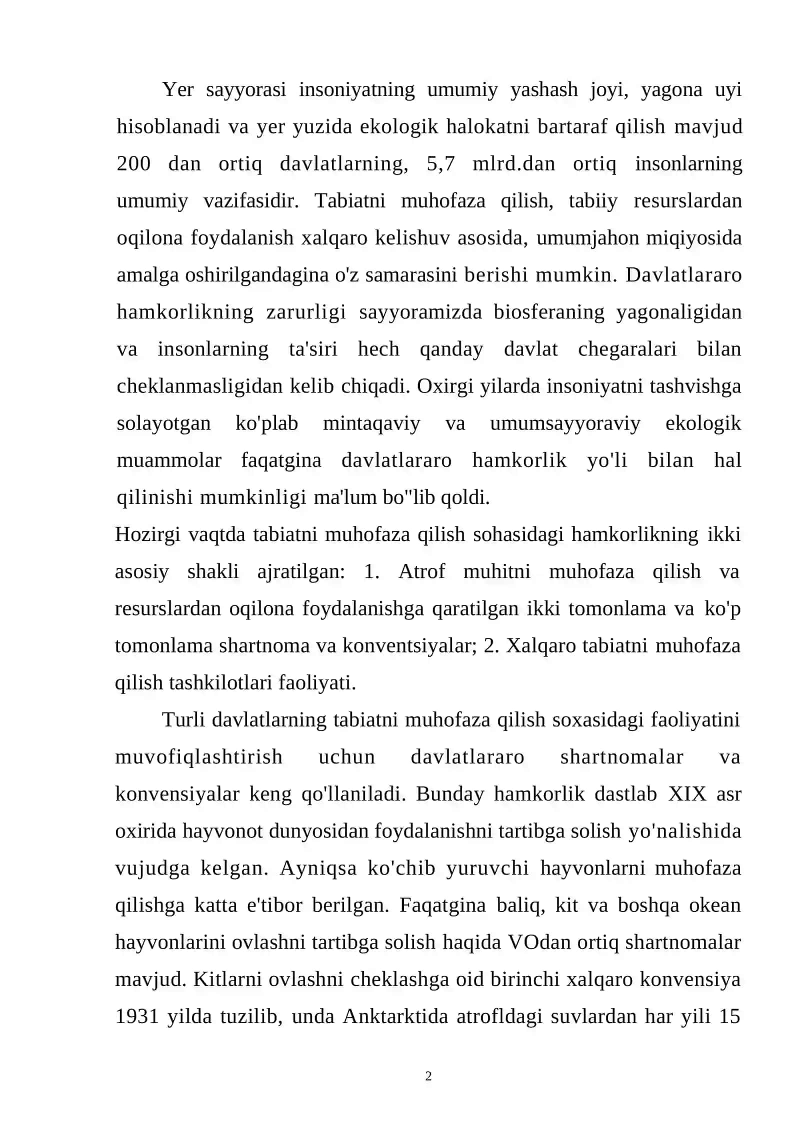 Tabiatni muhofaza qilish 2