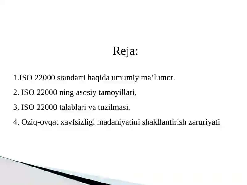 ISO 22000 va Oziq-Ovqat Xafsizligi Standartlarini O'rganish 2