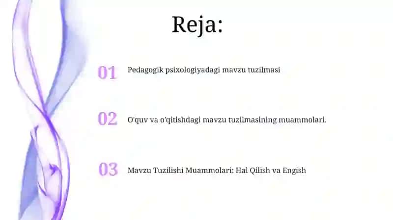 Mavzu Tuzilmasi: O'rganishning Asosi 2